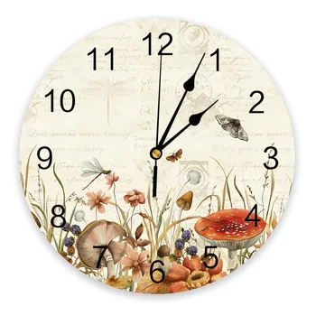 Rudenį Grybų Gėlių Drugelis Dragonfly Modernaus Dizaino Sieninis Laikrodis Kambarį Apdaila, Virtuvė Silent Laikrodis Namų Dekoro