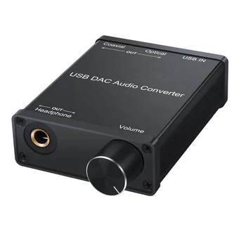 USB DAC Garso Keitiklis Adapteris su Ausinių Stiprintuvu USB Coaxial S/PDIF Skaitmeninio į Analoginį 6.35 mm Audio Garso plokštė